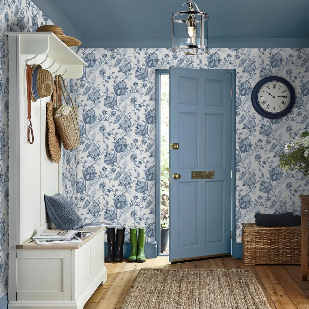 Adwick Trail Dark Seaspray Wallpaper roomset