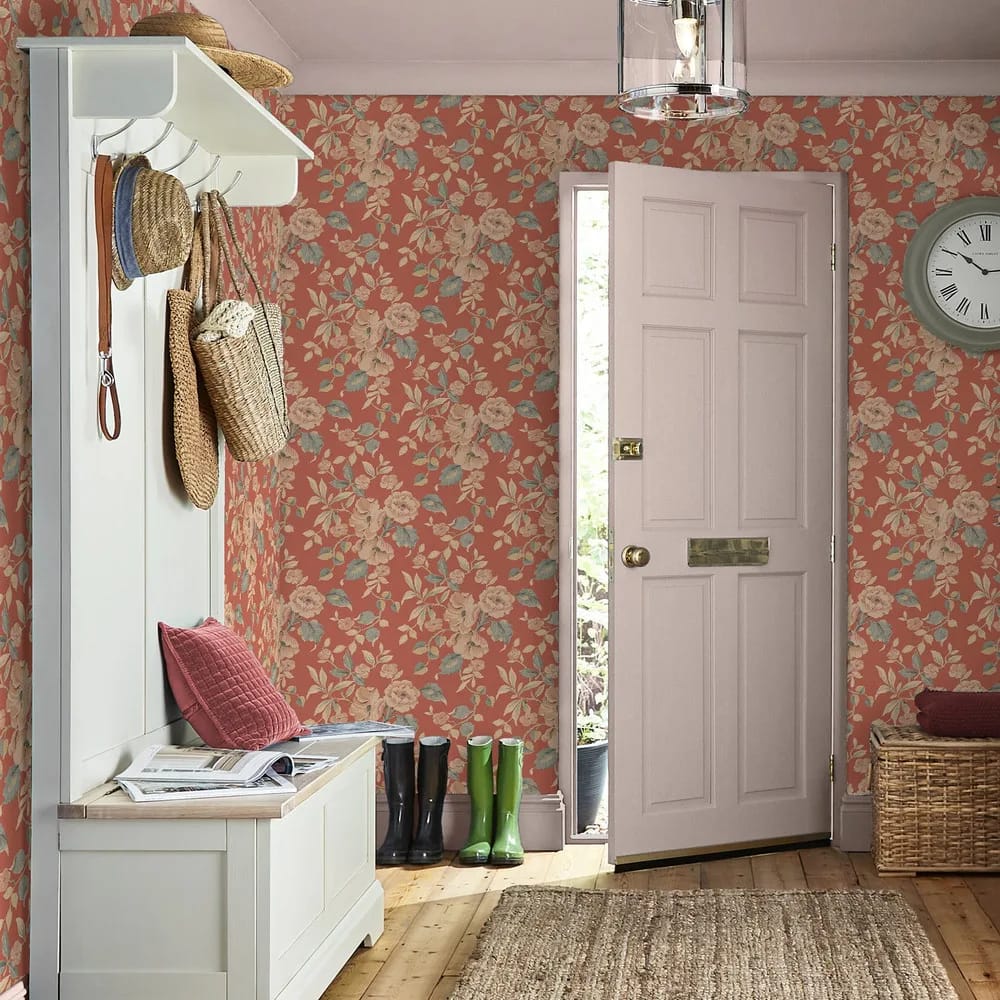 Alyworth Trail Terracotta Wallpaper roomset
