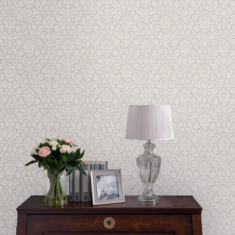 Annecy Dove Grey Wallpaper roomset