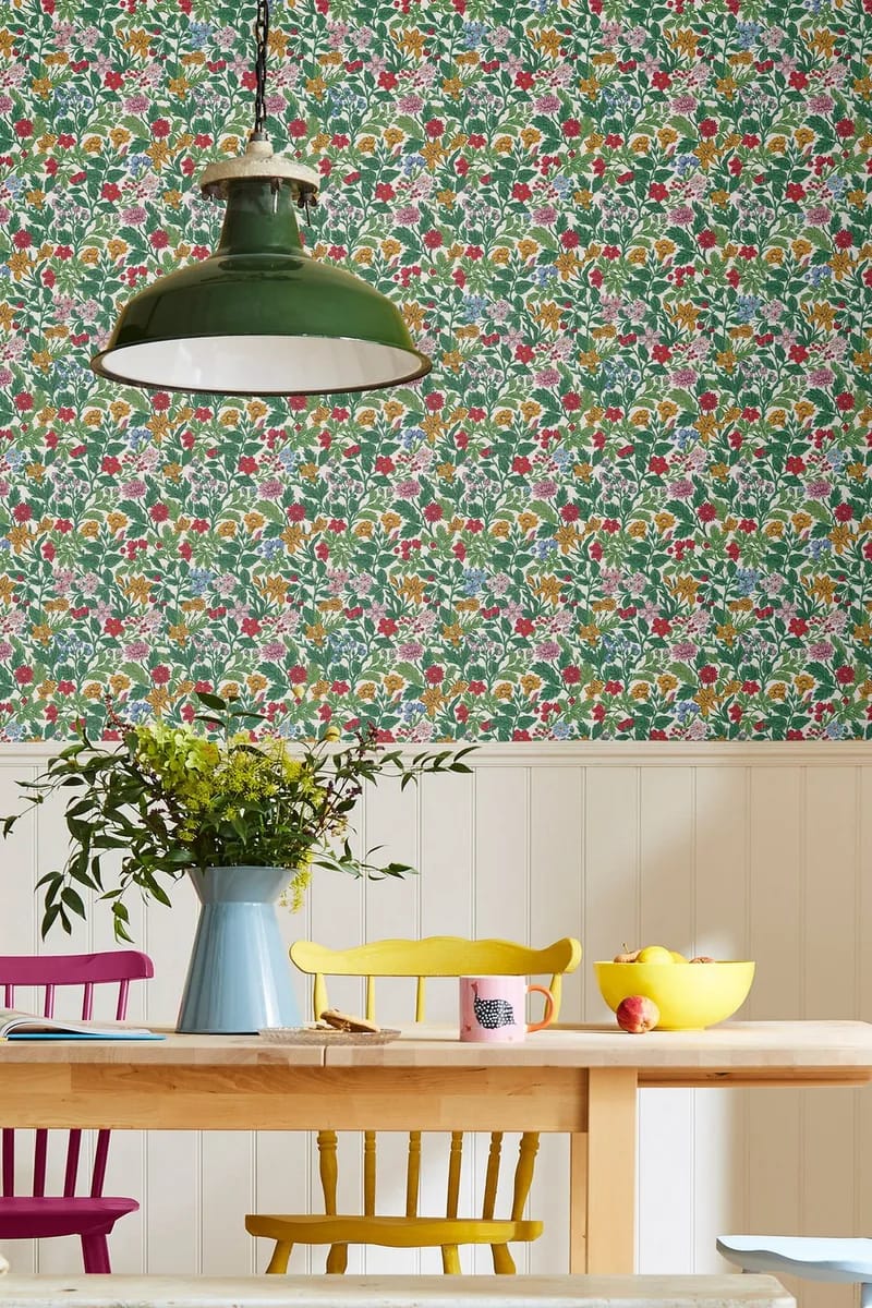 Arts and Crafts Floral Wallpaper roomset