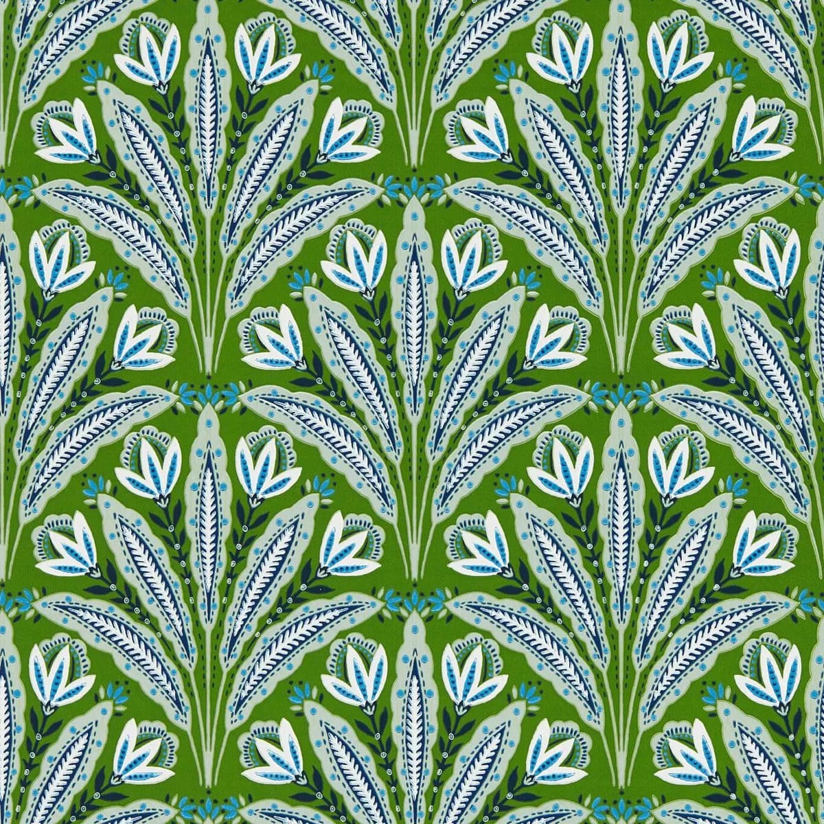 Attingham Wallpaper — Cobalt/Green
