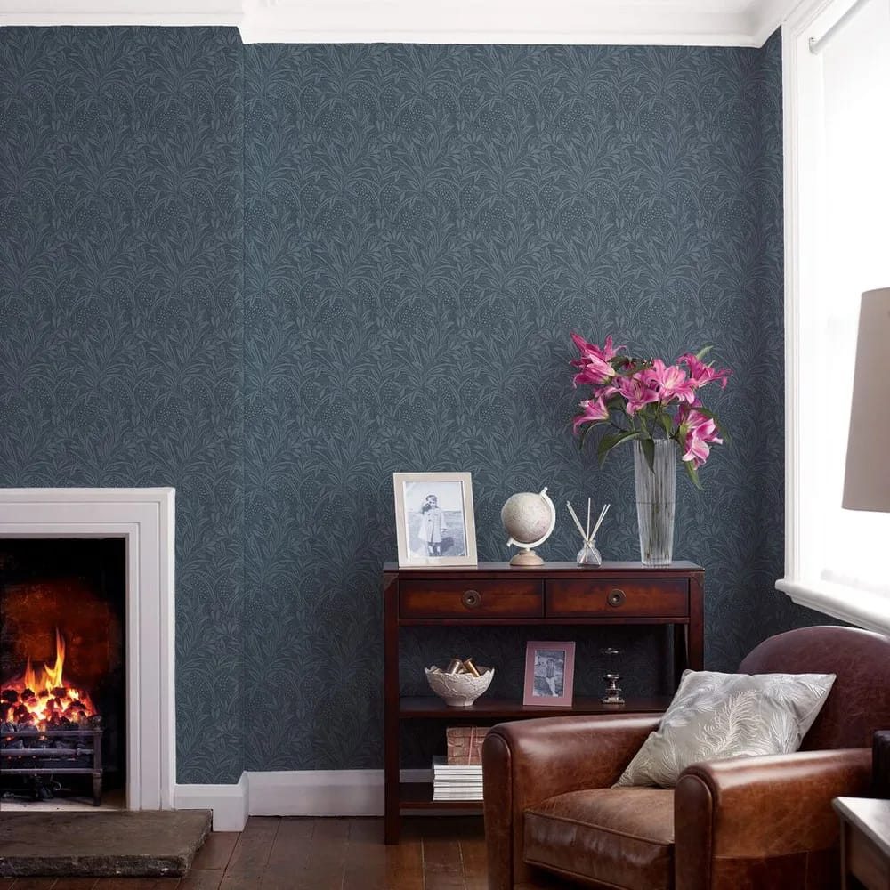 Barley Dusky Seaspray Wallpaper roomset