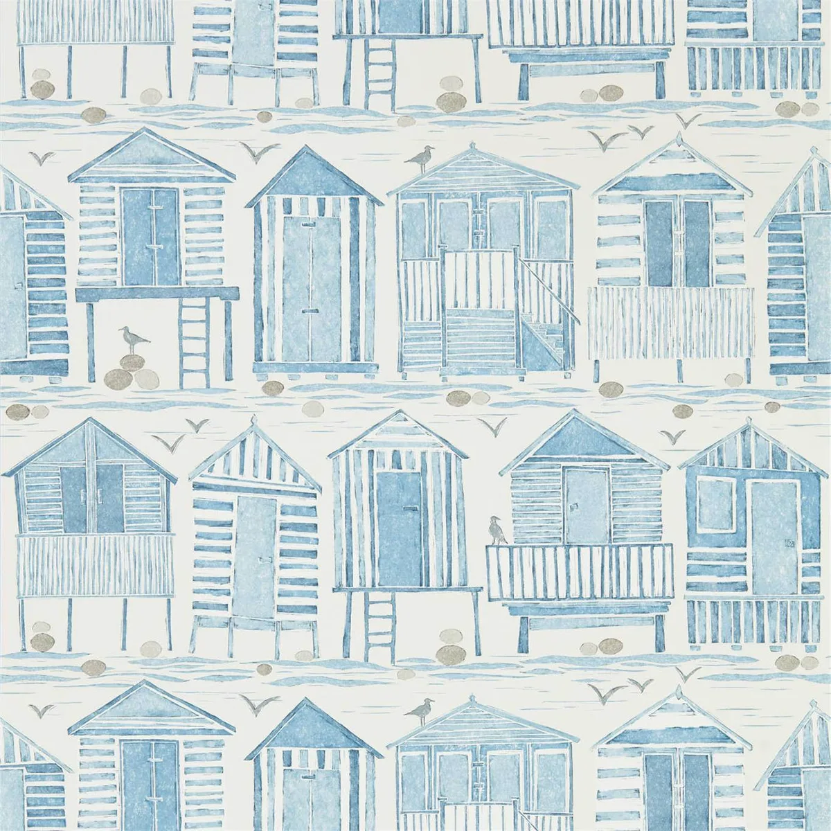 Beach Huts Marine Wallpaper roomset