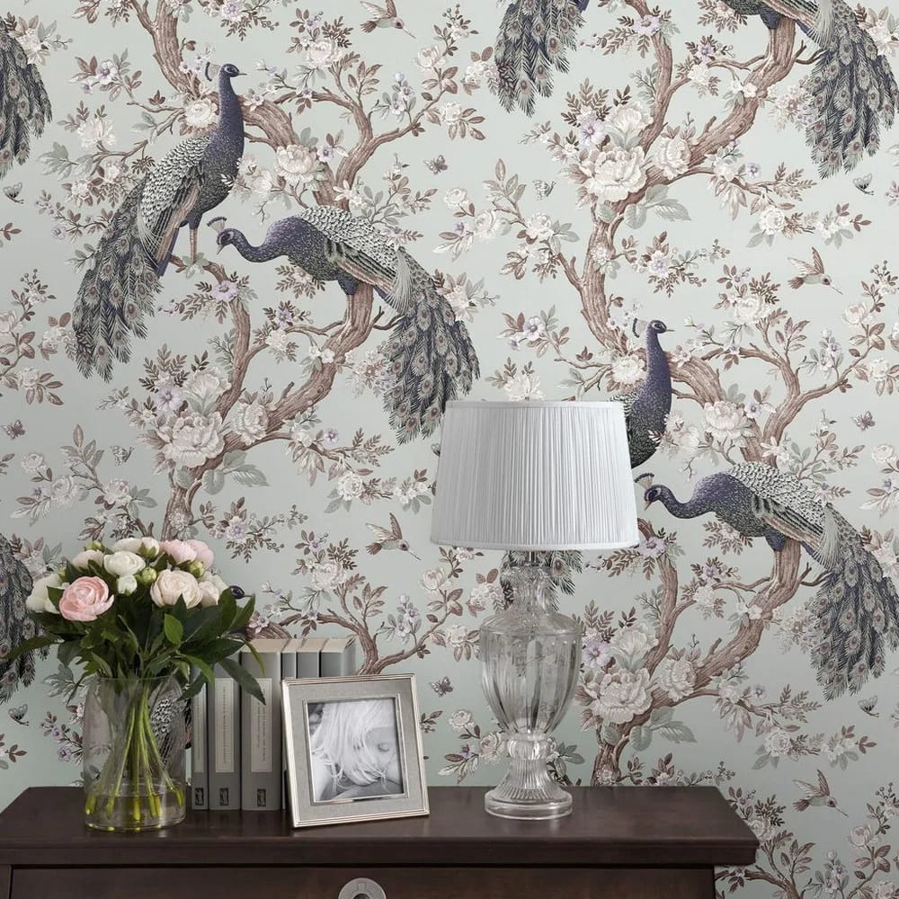 Belvedere Duck Egg Wallpaper roomset