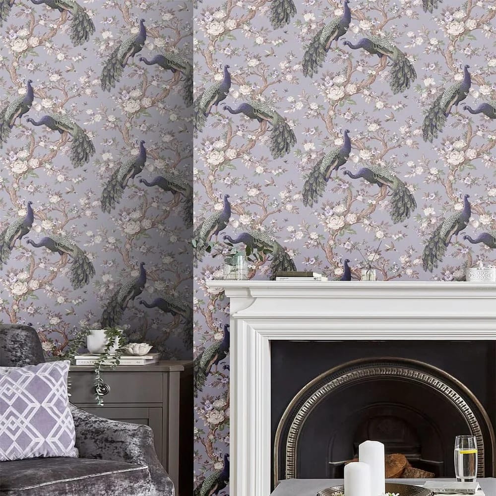 Belvedere Pale Iris Wallpaper roomset