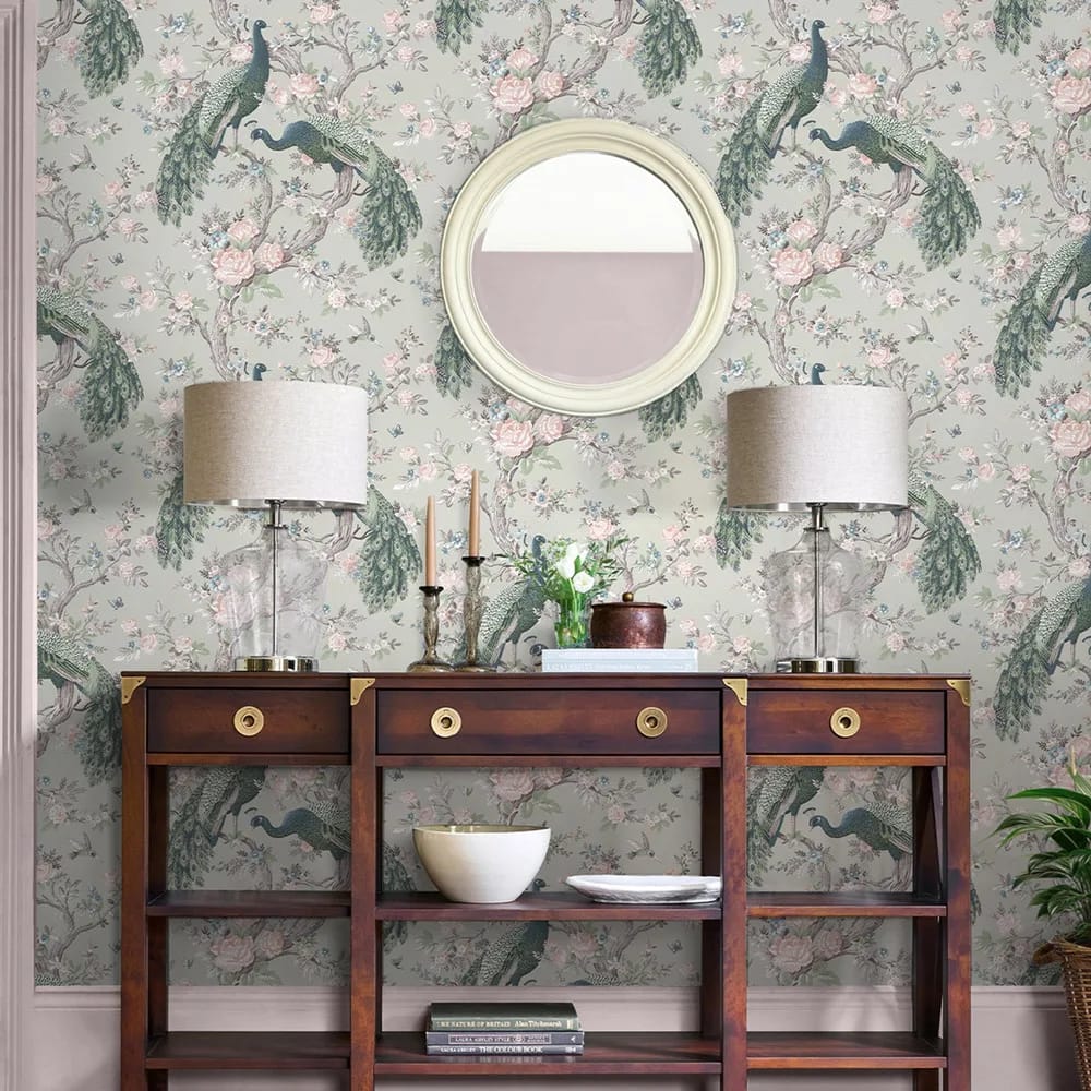 Belvedere Sage Green Wallpaper roomset