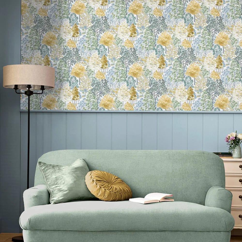 Bernwood Ochre Yellow Wallpaper roomset