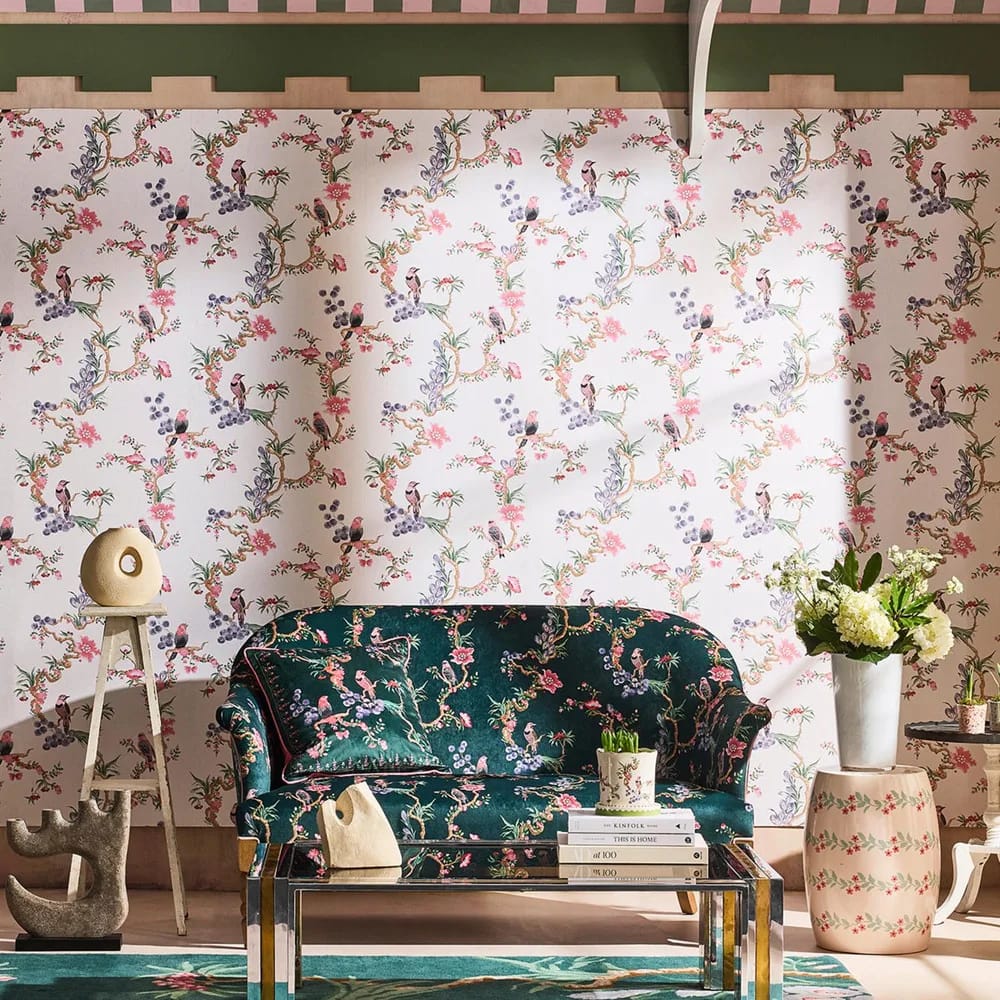 Birds & Berries Spring Wallpaper roomset