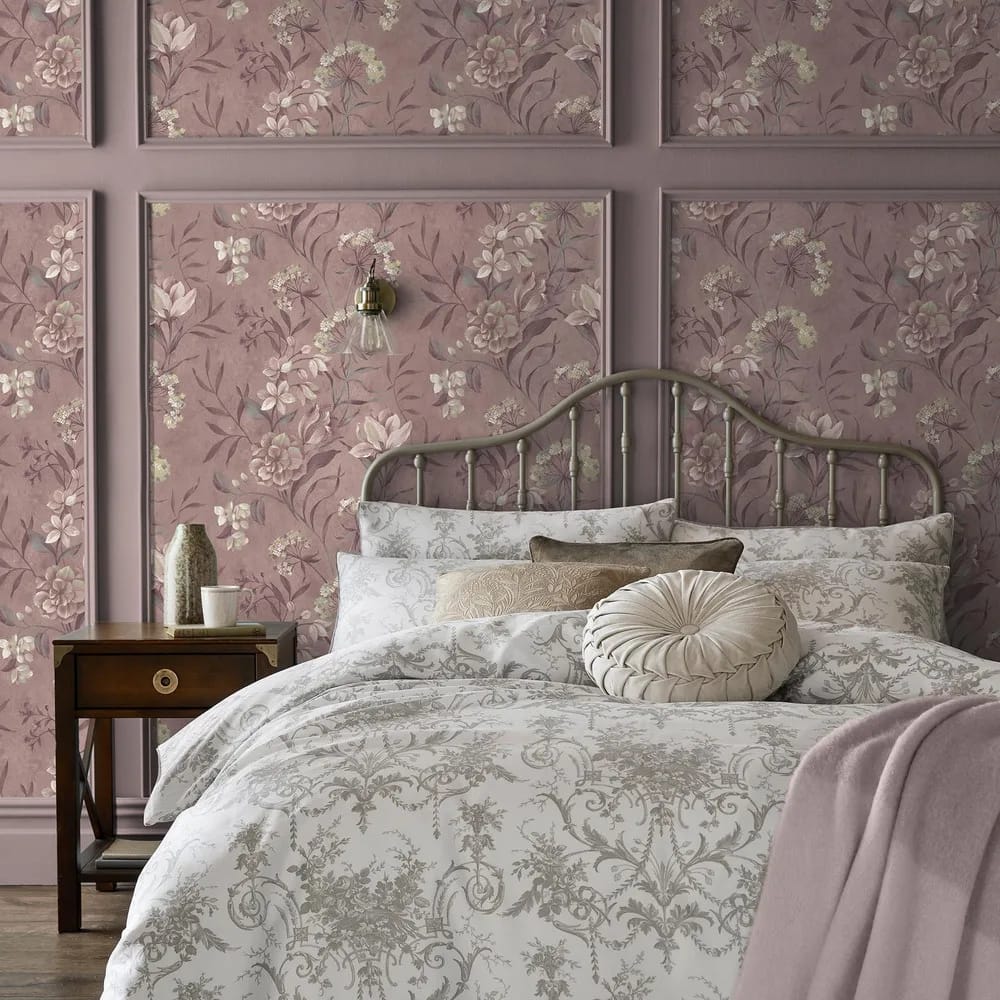 Blairmore Floral Grape Wallpaper roomset