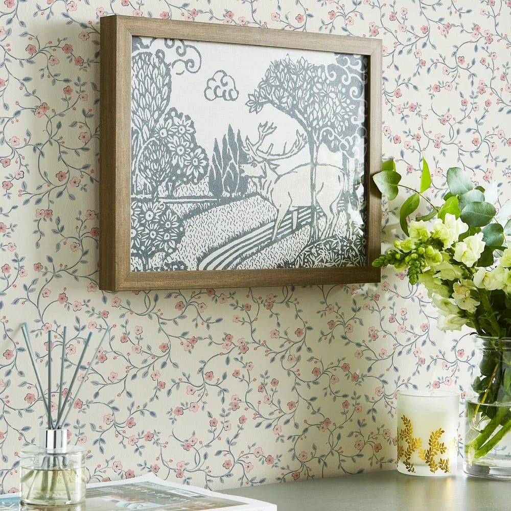 Blencow Sprig Dark Duck Egg Blue Wallpaper roomset