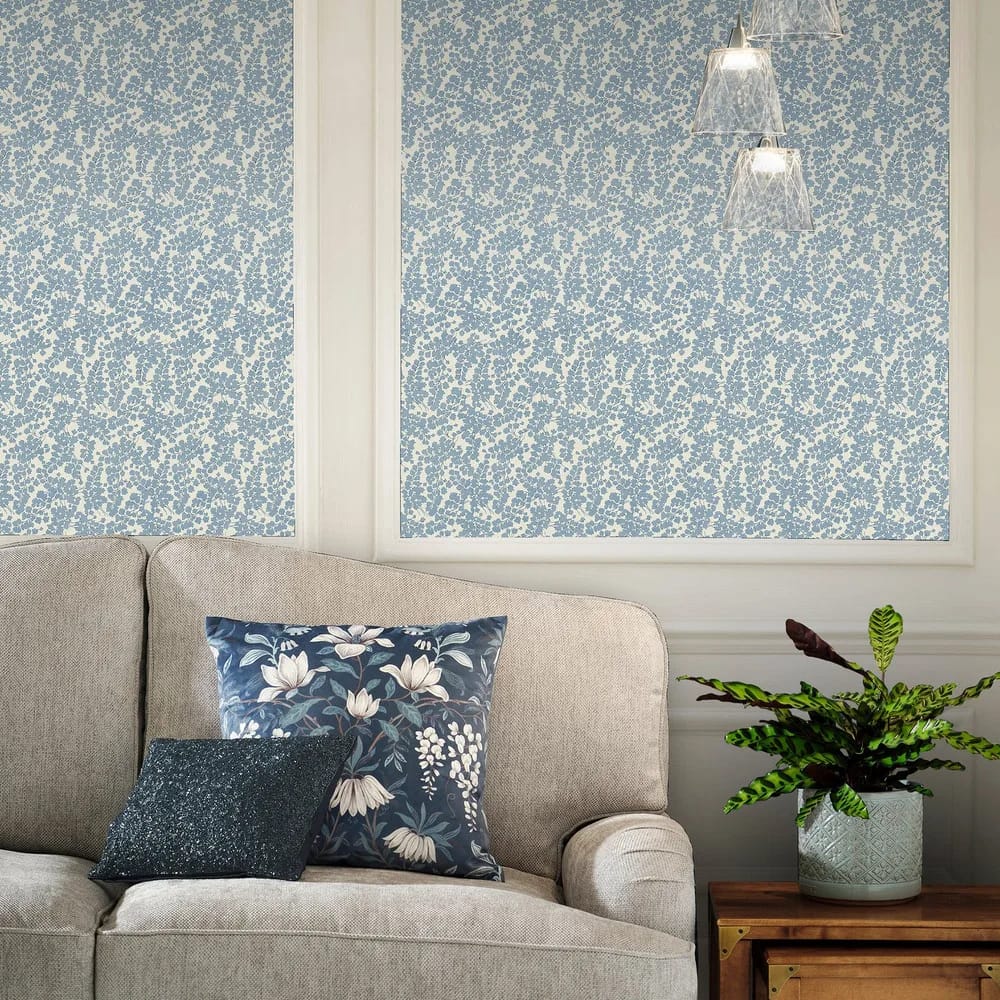 Cariad Spray Newport Blue Wallpaper roomset