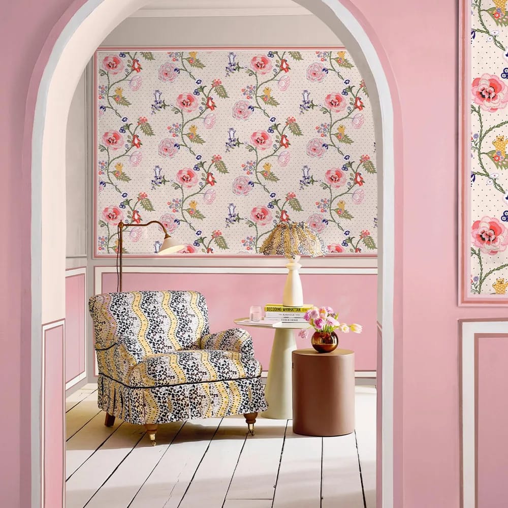 Catnip Neutral Wallpaper roomset