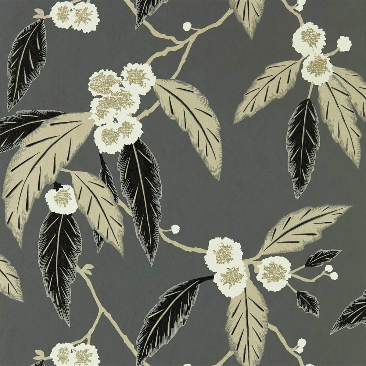 Coppice Ebony/Putty/Snow Wallpaper roomset