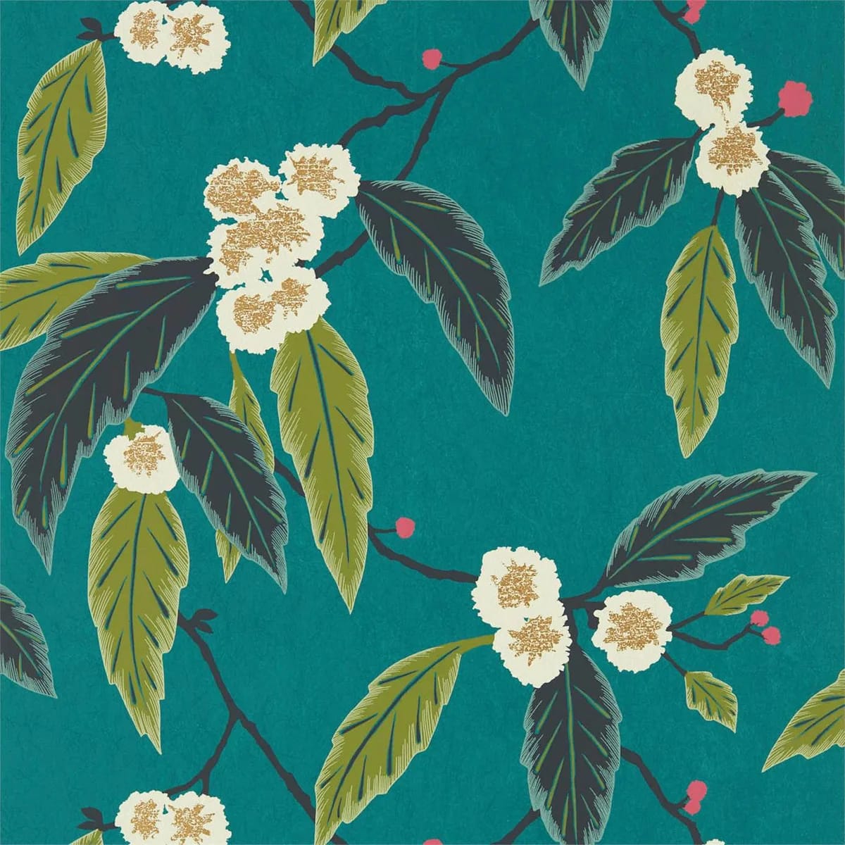 Coppice Peacock/Azalea/Midnight Wallpaper roomset