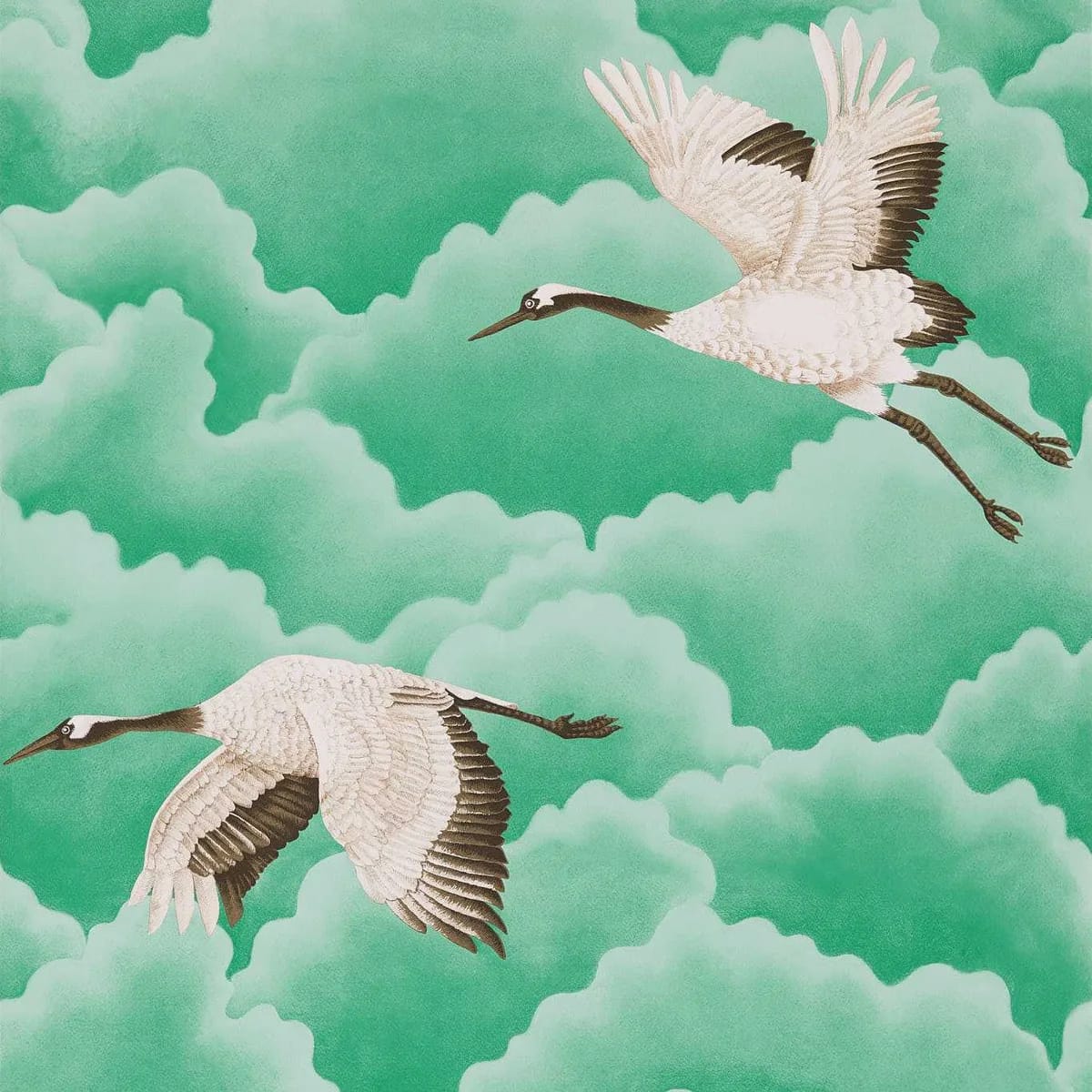 Cranes In Flight Wallpaper — Emerald