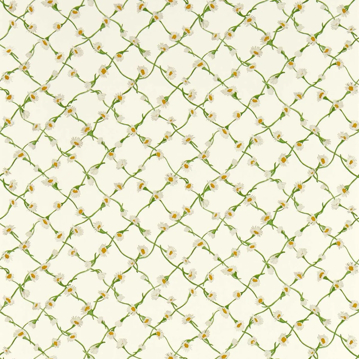 Daisy Trellis Wallpaper — Emerald/Pearl