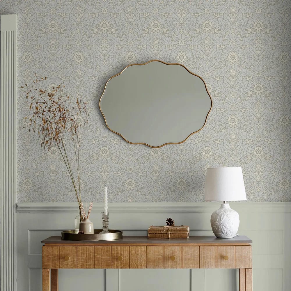 Delamore Stone Grey Wallpaper roomset