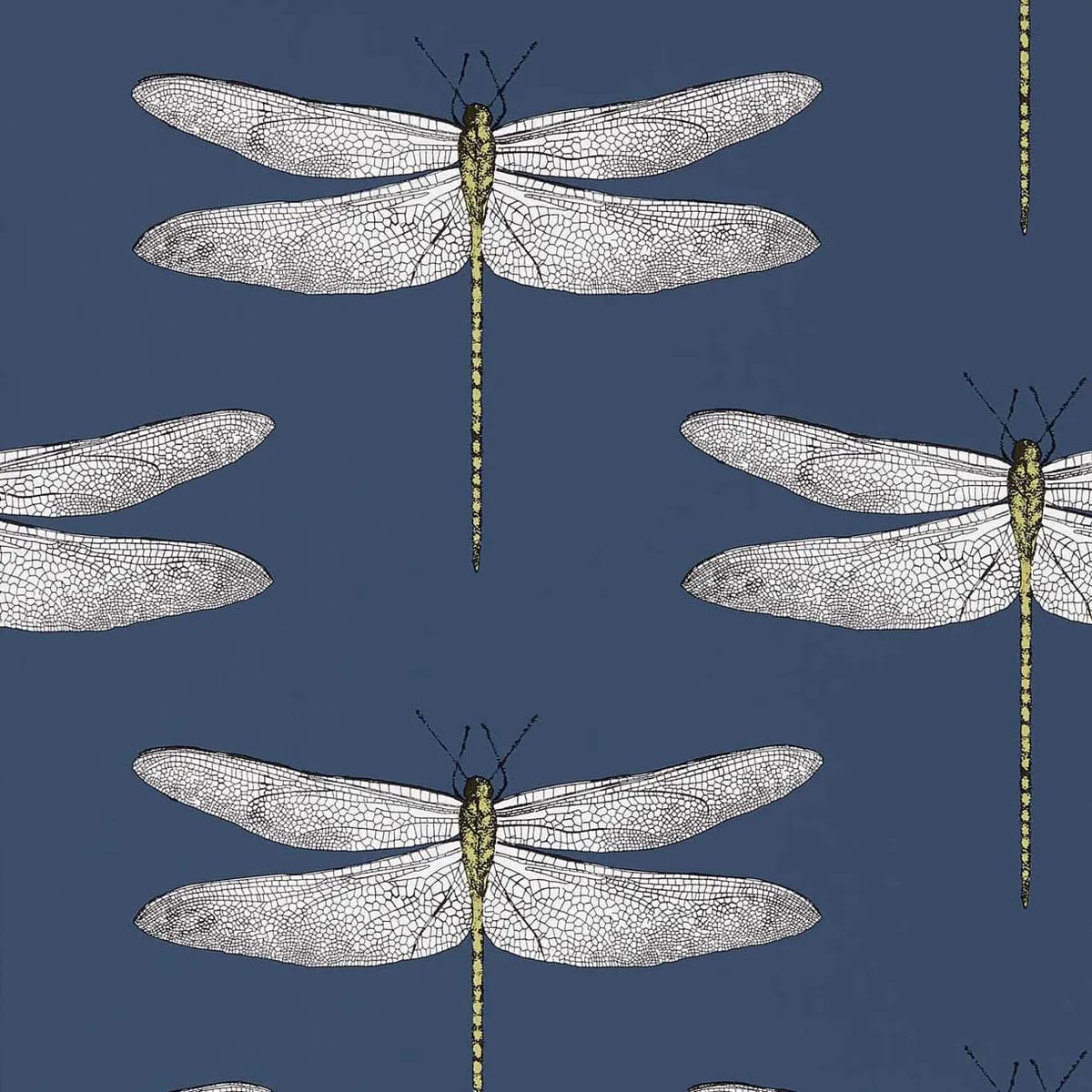 Demoiselle Wallpaper — Ink/Chartreuse