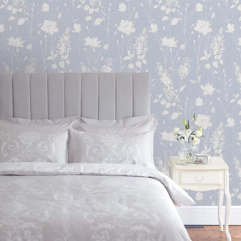 Dragonfly Garden Chalk Blue Wallpaper roomset