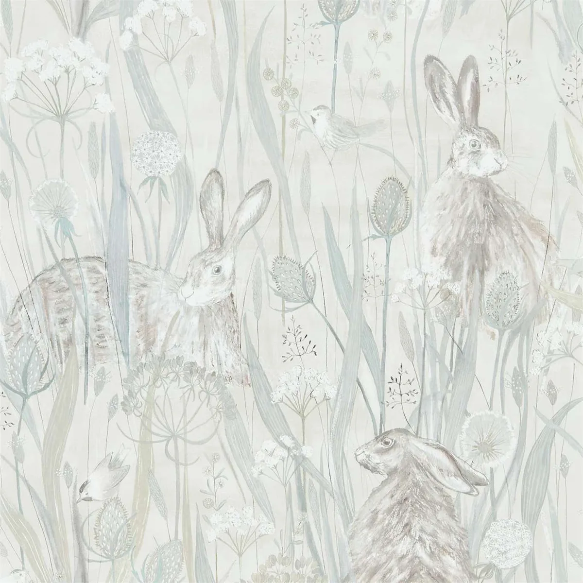 Dune Hares Mist/Pebble Wallpaper roomset