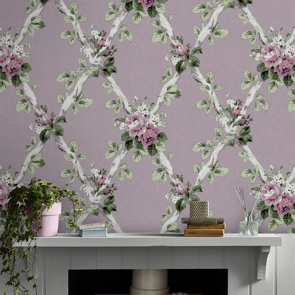 Elwyn Grape Wallpaper roomset