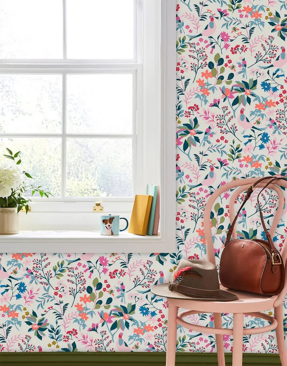 Fields Edge Floral Wallpaper roomset