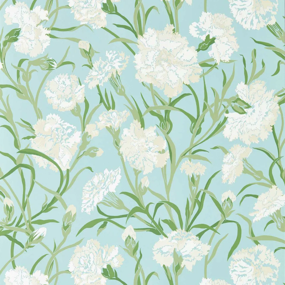 Fleur De Joie Wallpaper — Chalk/Emerald/Sky