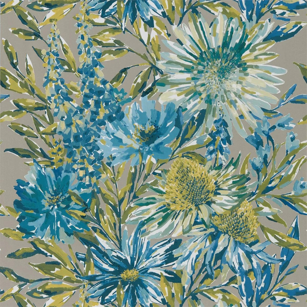 Floreale Wallpaper — Cornflower/Gilver