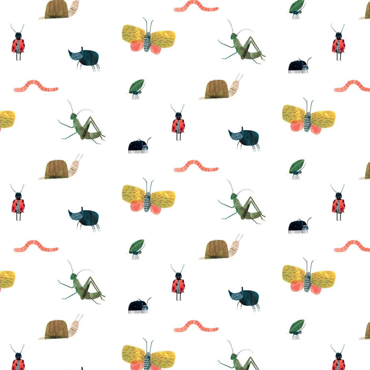 Garden Friends Poppy/Ochre/Leaf Wallpaper roomset