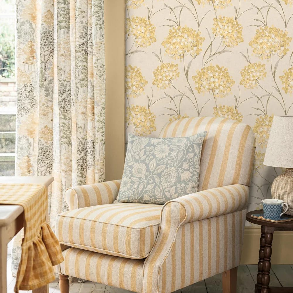 Giselle Ochre Wallpaper roomset