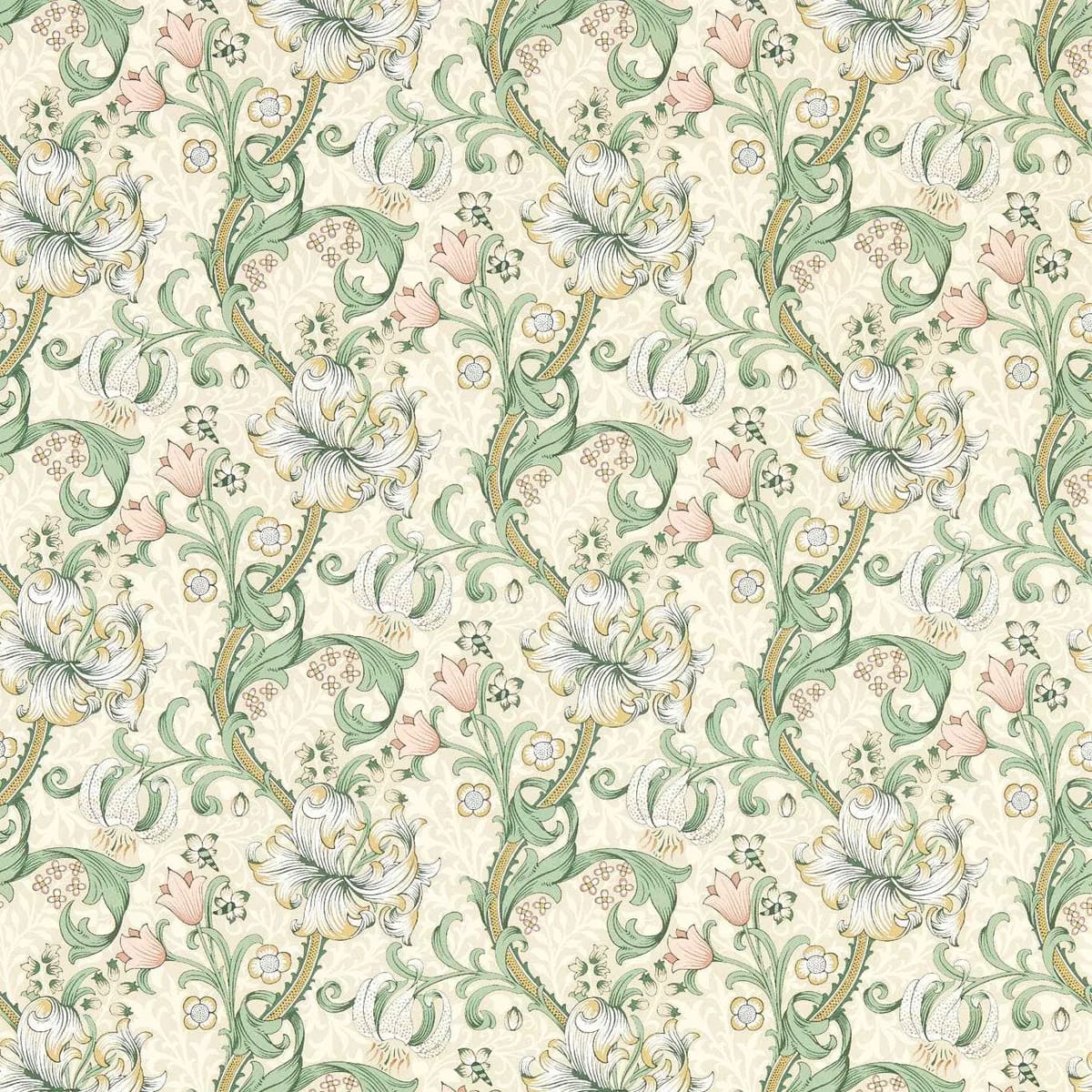 Golden Lily Wallpaper — Linen/Blush