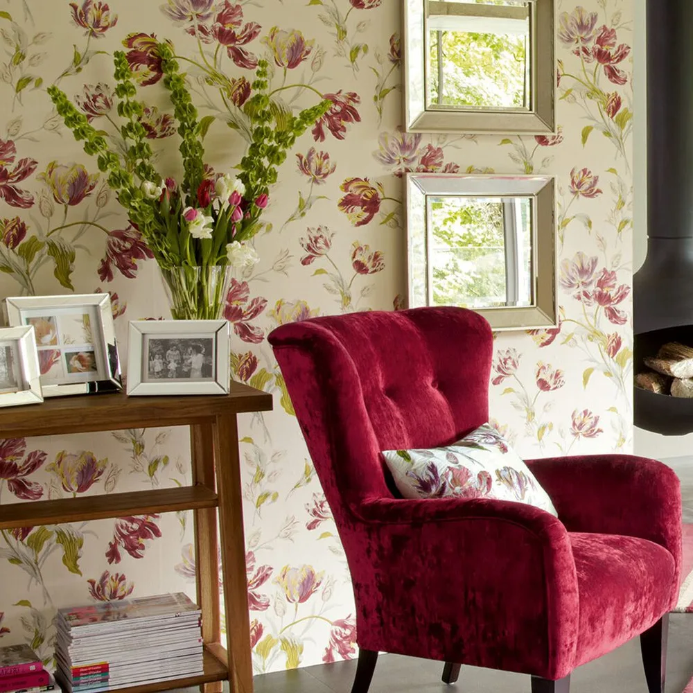 Gosford Cranberry Wallpaper roomset