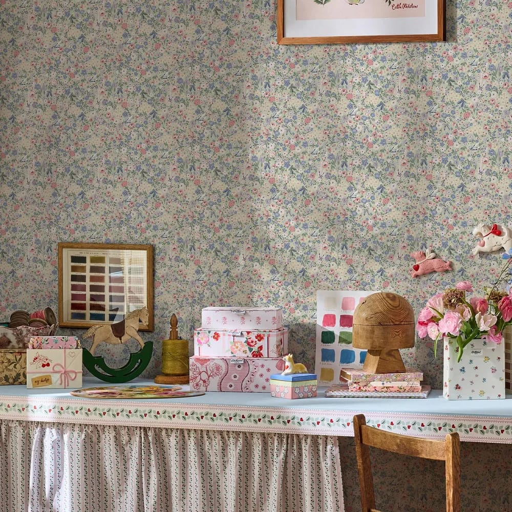 Harmony Ditsy Sage Wallpaper roomset