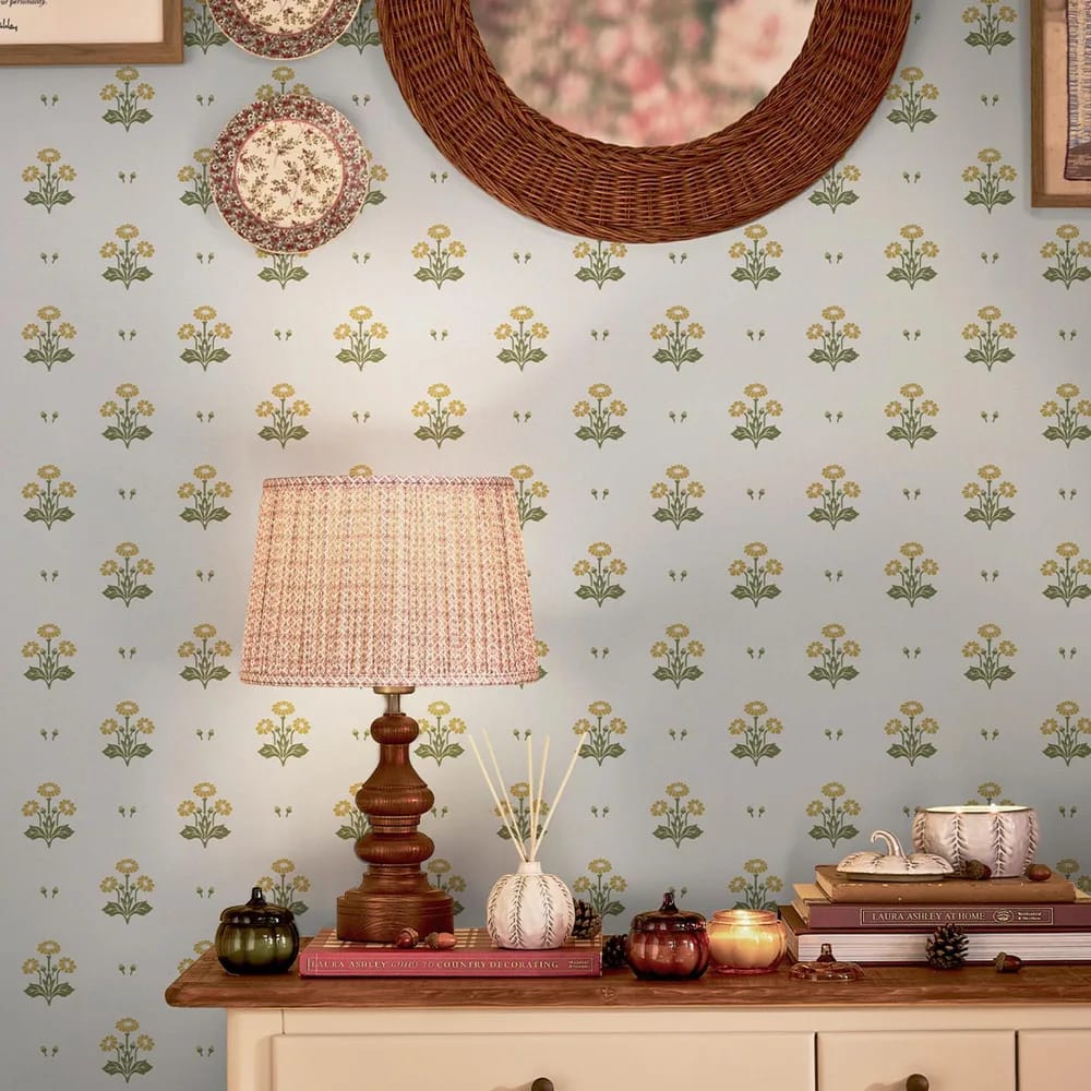 Harthill Daisy Ochre Yellow Wallpaper roomset