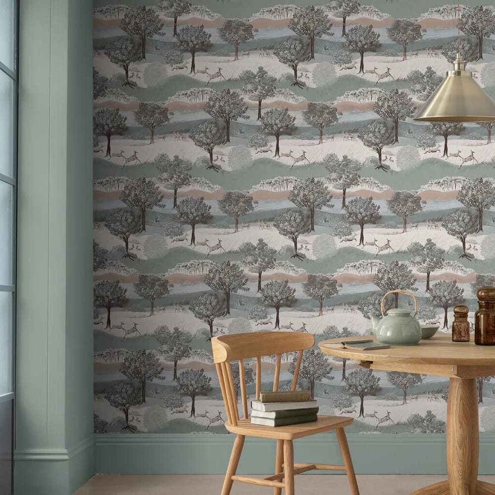 Hartingdon Jade Green Wallpaper roomset