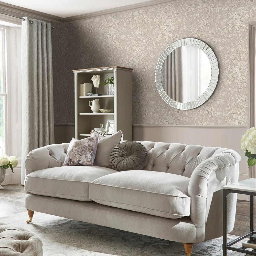 Heledd Blooms Dove Grey Wallpaper roomset