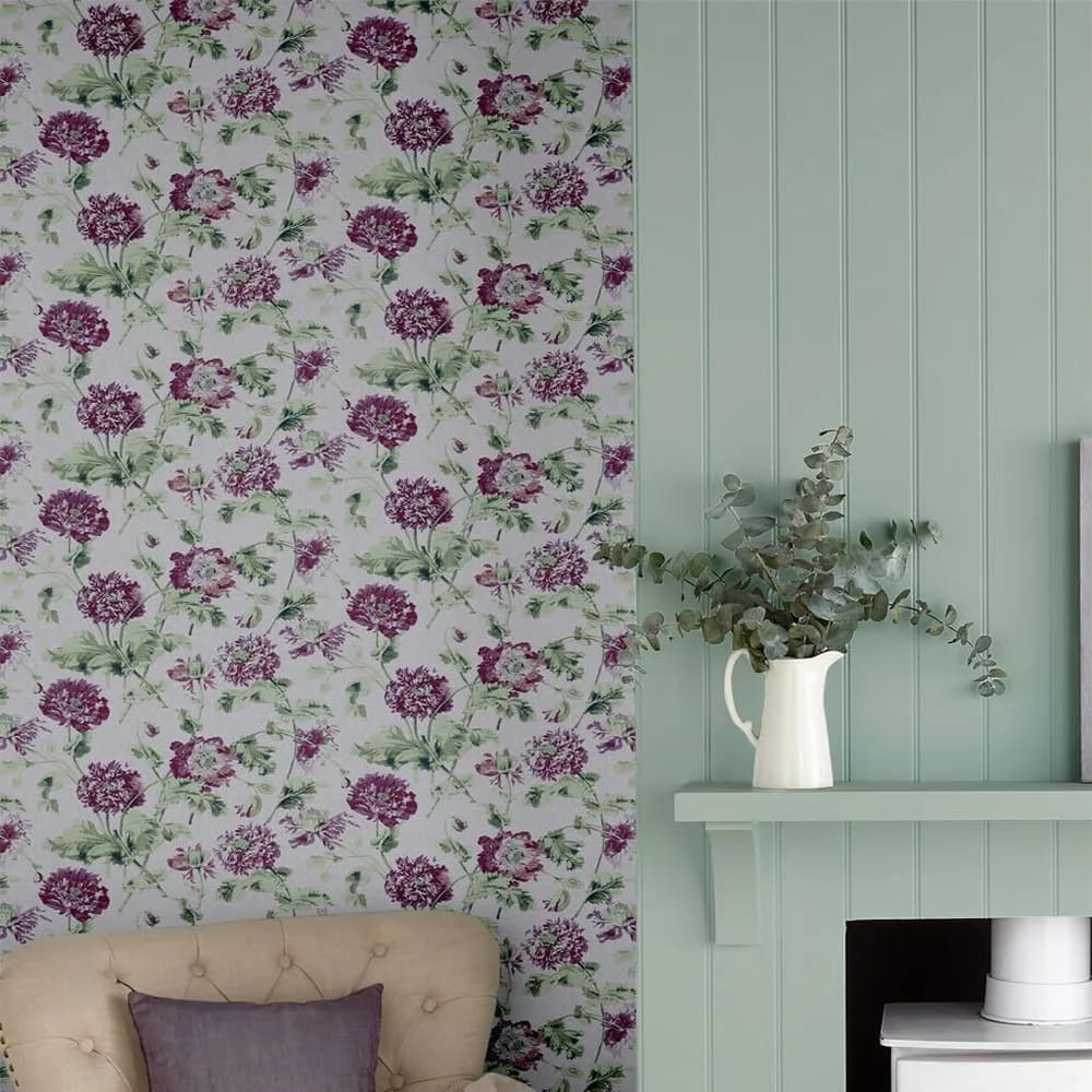 Hepworth Grape Wallpaper roomset