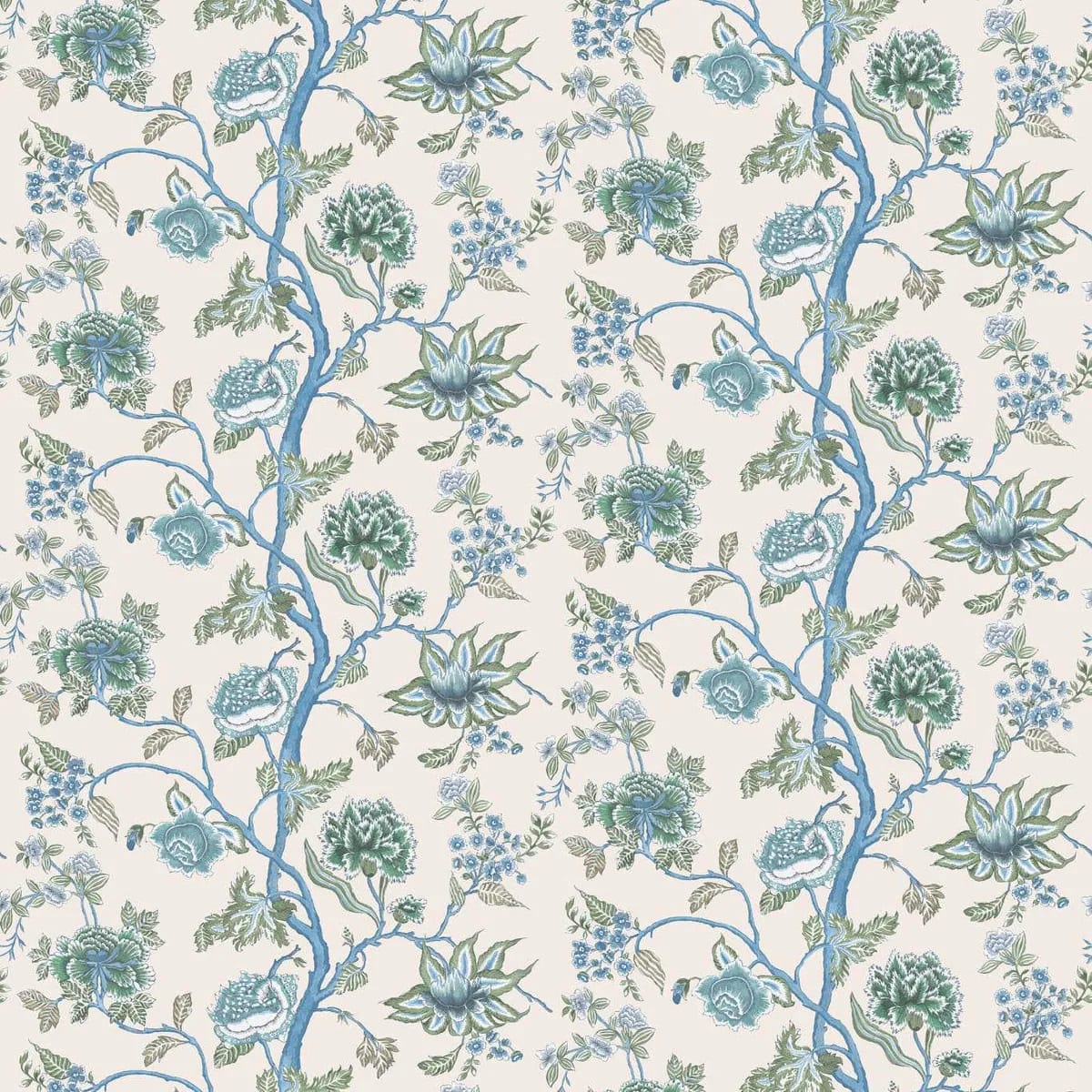 Indienne Wallpaper — Cornflower/Pine