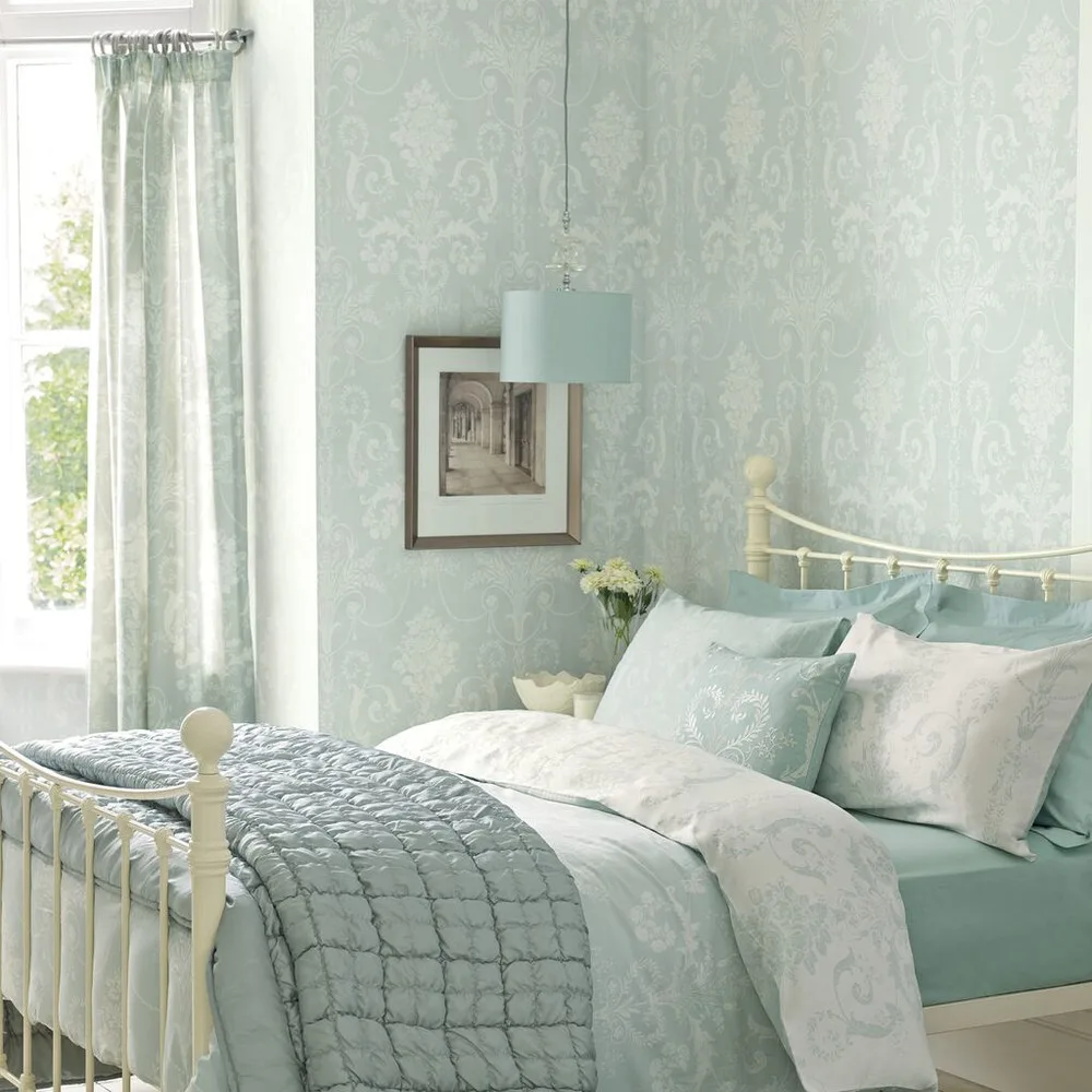 Josette Duck Egg Wallpaper roomset
