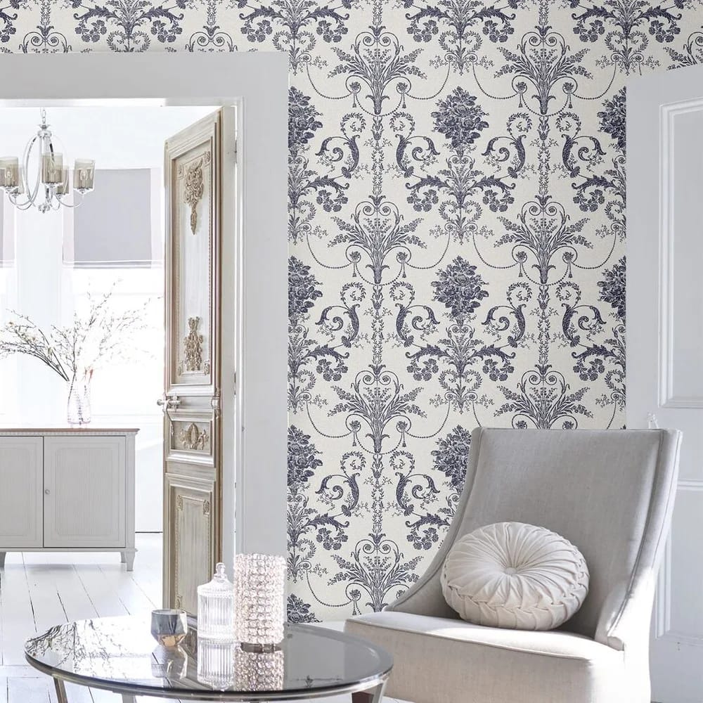 Josette Off White & Midnight Wallpaper roomset