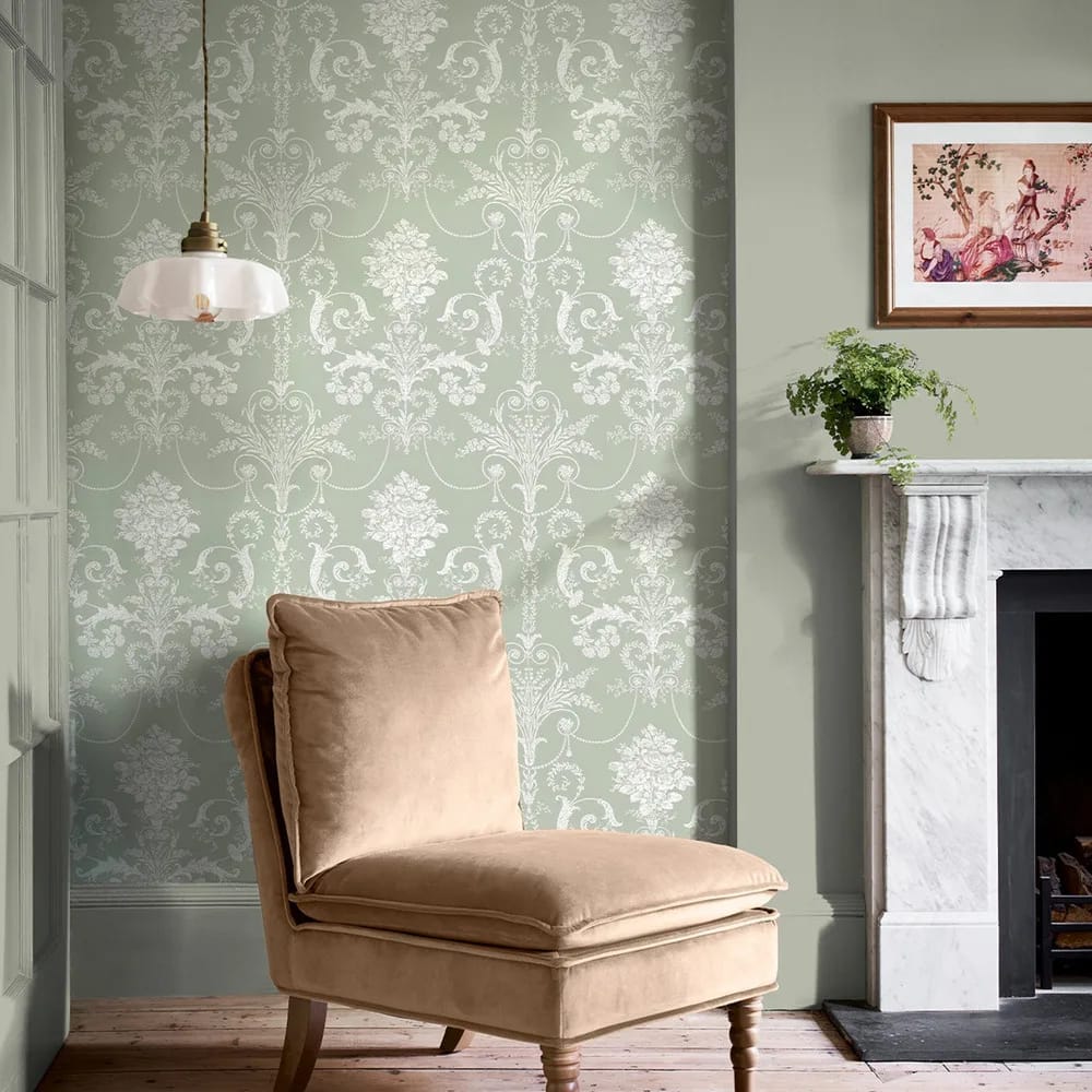 Josette Sage Green Wallpaper roomset