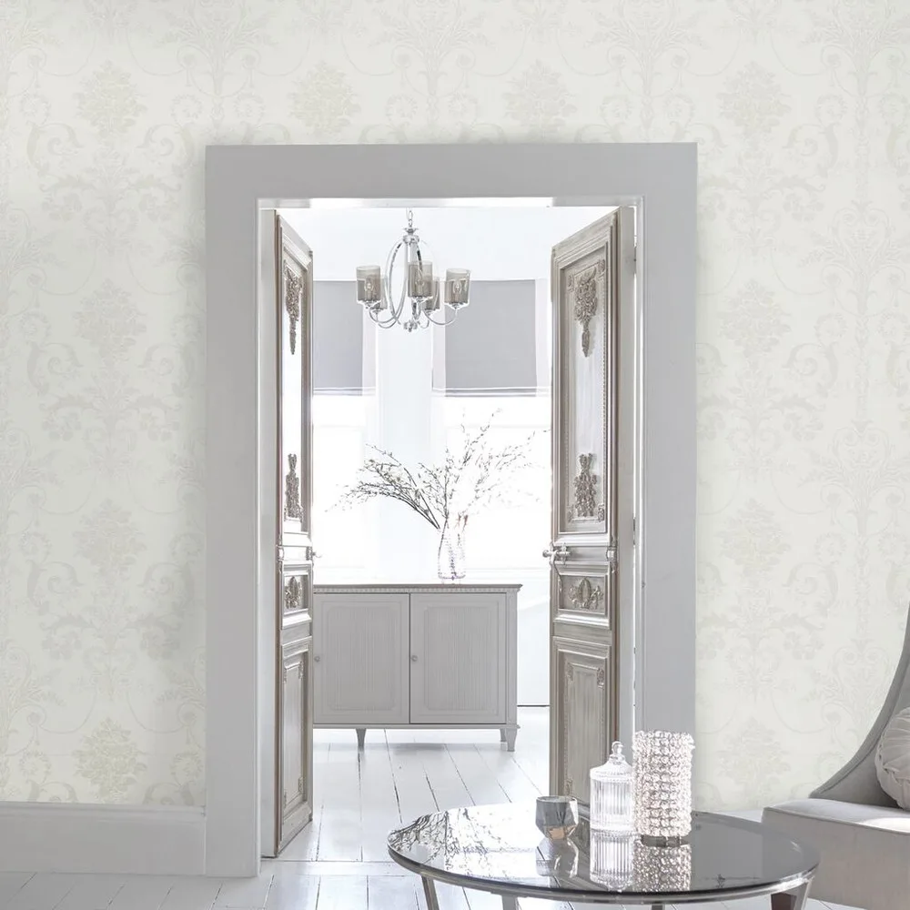 Josette White Wallpaper roomset