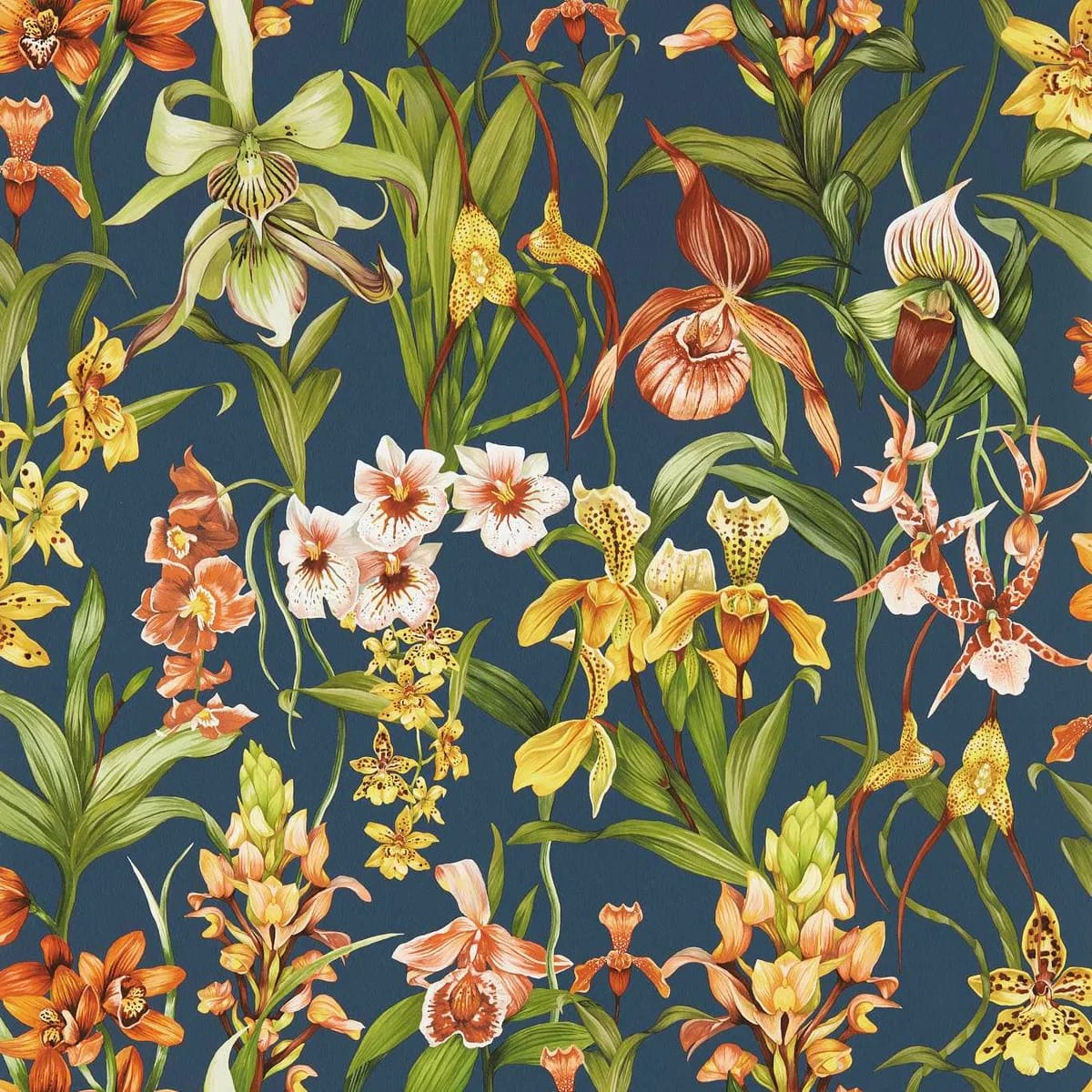 Kalina Wallpaper — Midnight/Bakedterracotta/Nectar