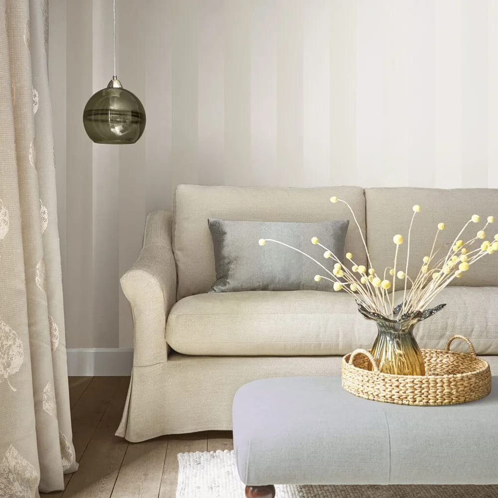 Lille Pearlescent Stripe White Wallpaper roomset