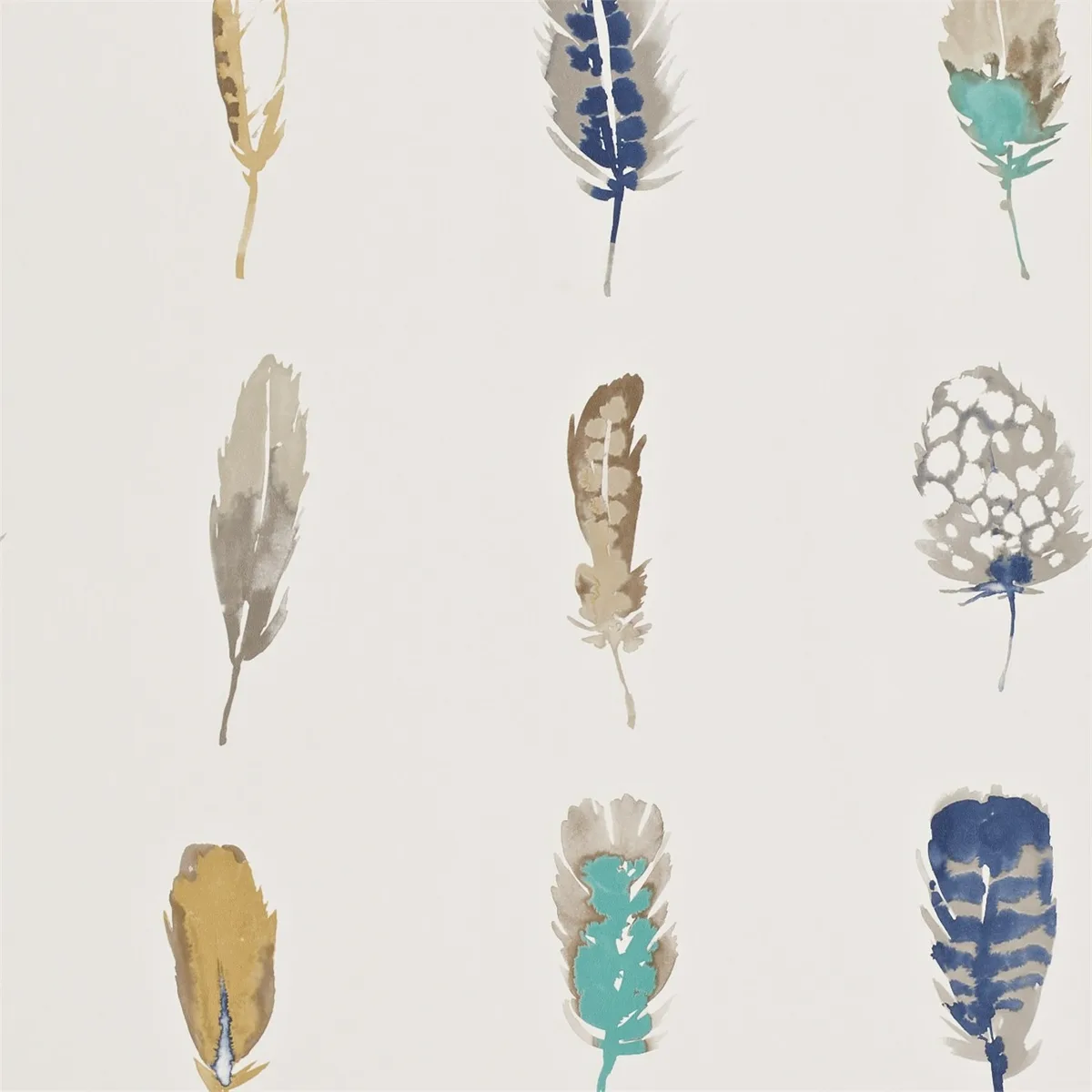 Limosa Wallpaper — Indigo/Mustard/Stone
