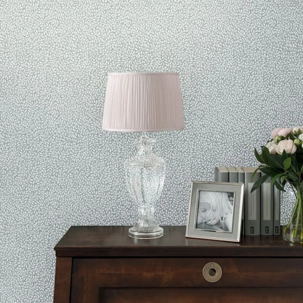 Little Vines Duck Egg Wallpaper roomset