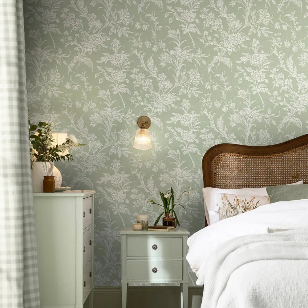 Lloyd Sage Green Wallpaper roomset
