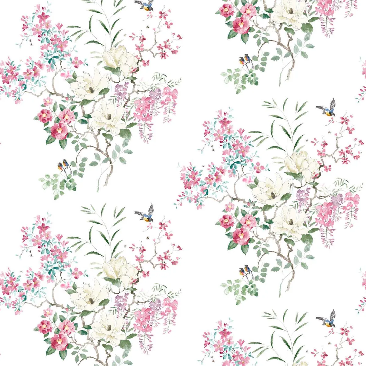 Magnolia Blossom Blossom/Leaf Wallpaper roomset