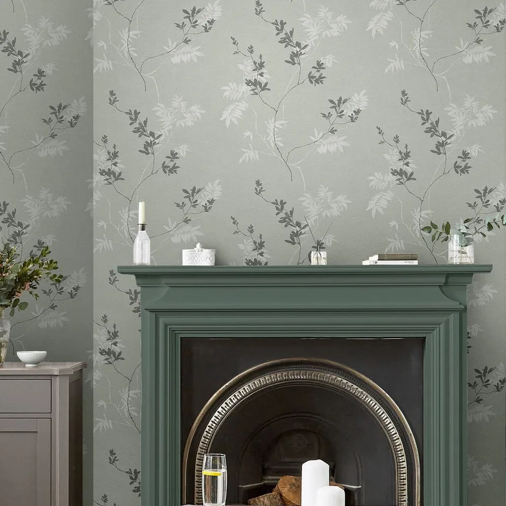 Mari Mineral Green Wallpaper roomset