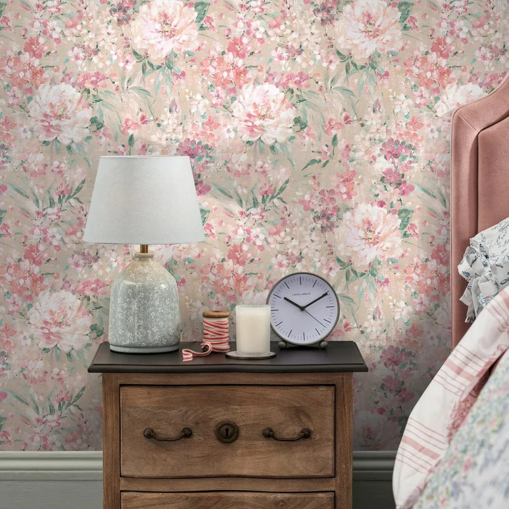 Mayville Plaster Pink Wallpaper roomset